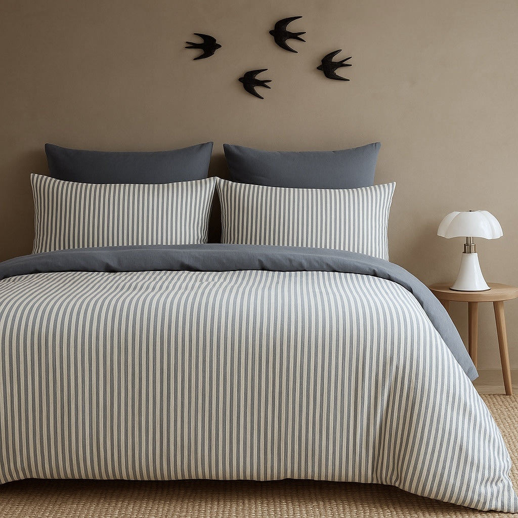 Lunar - Pillowcases (X2) - Washed Cotton - Storm Blue
