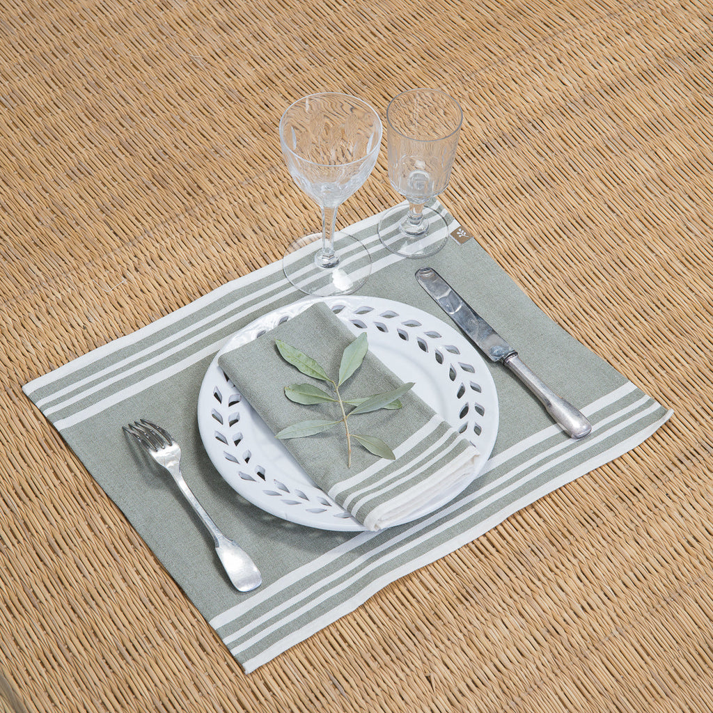 Mantel Individual (X4) Mahdia - Verde Oliva - Algodón