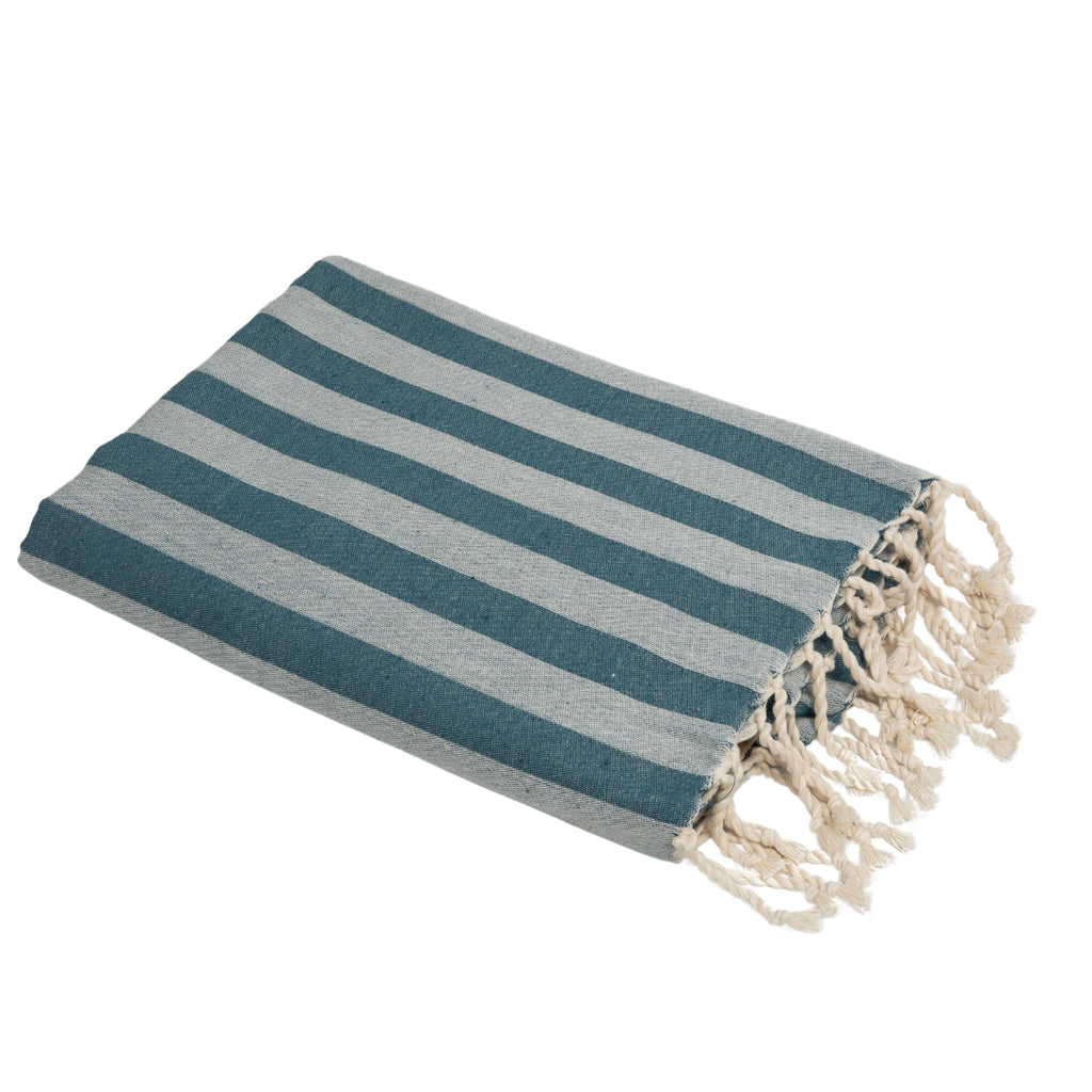Capri - Fouta Jacquard - Bleu Pétrole