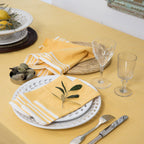 Tablecloth &amp; 8 Cotton Napkins 180X350 - Mahdia - Mustard Yellow