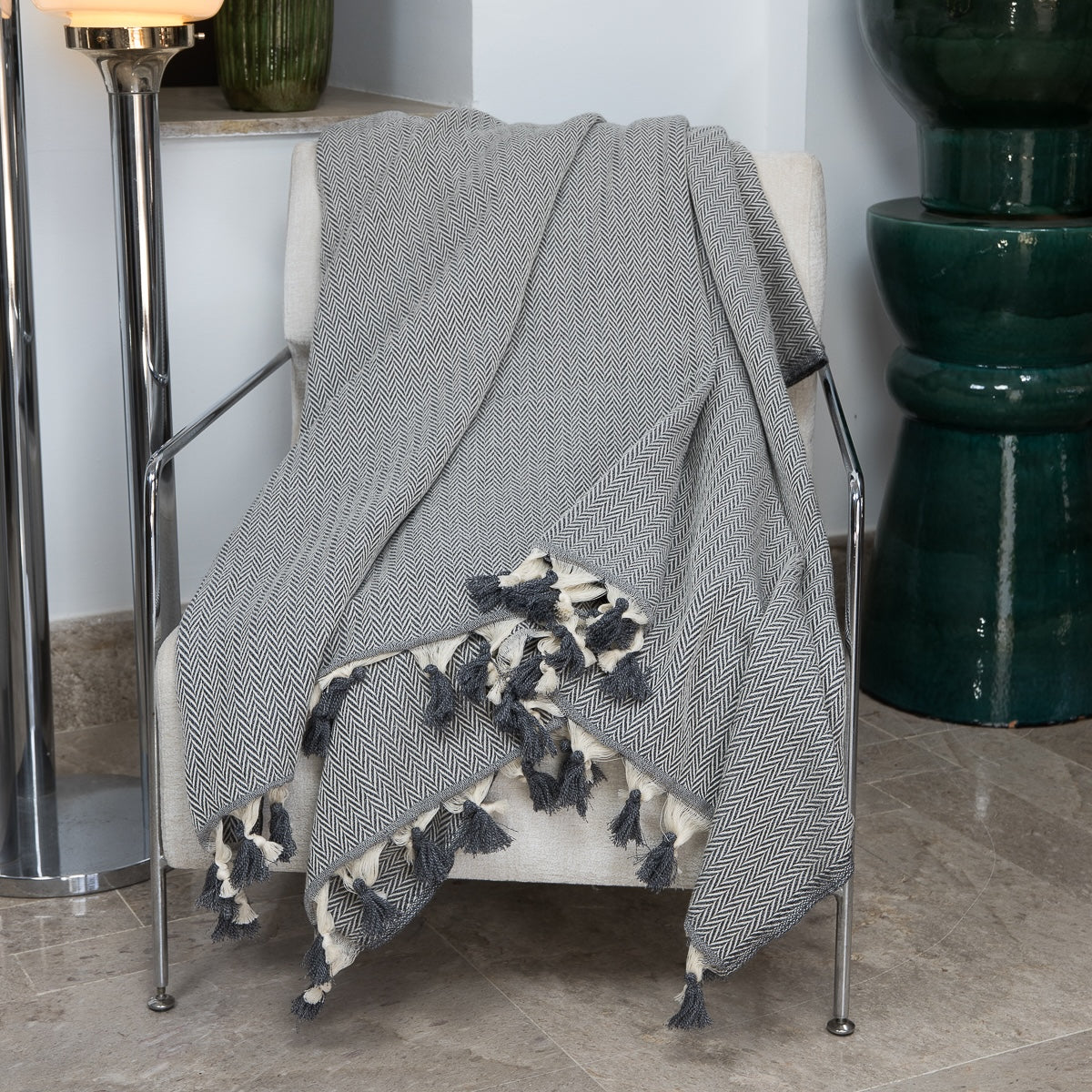Gstaad - Plaid - Laine - Gris Chiné