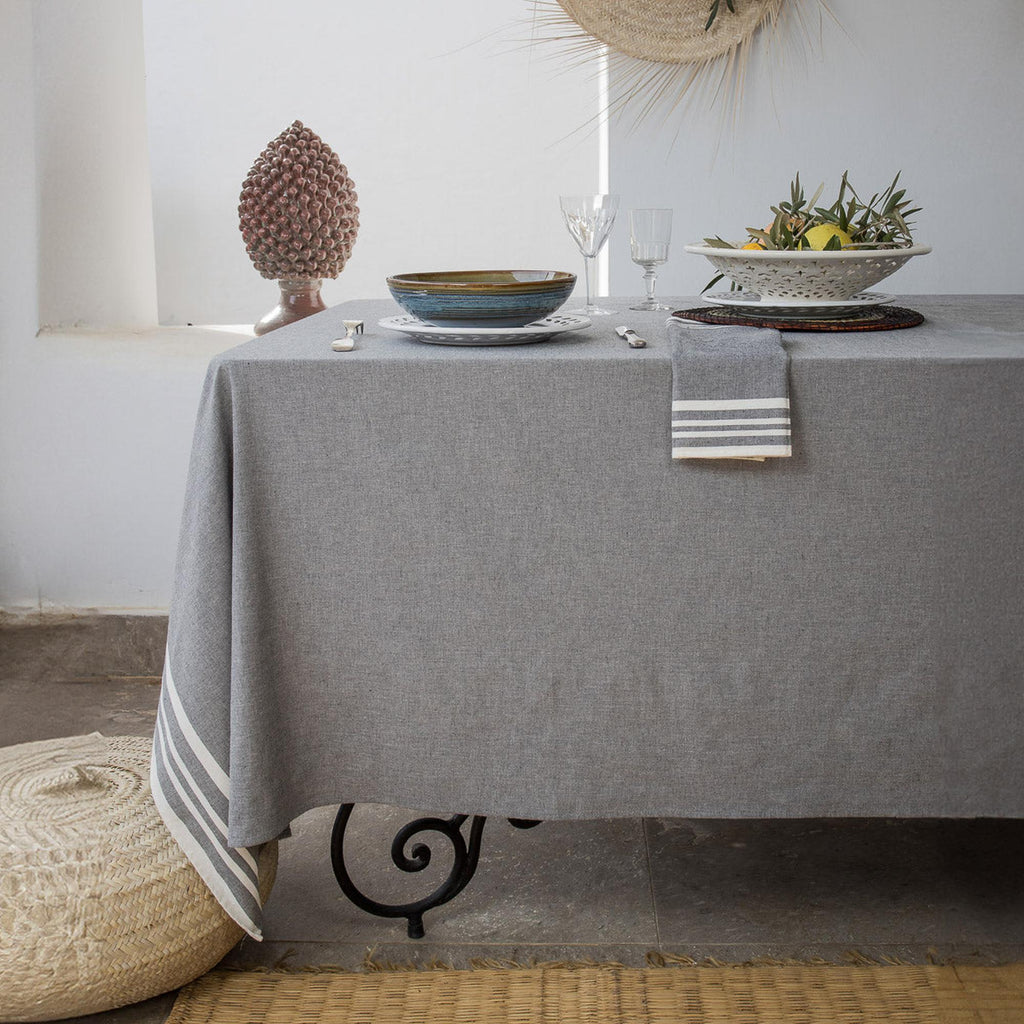 Mahdia - Parure De Table - Coton - Gris Moyen