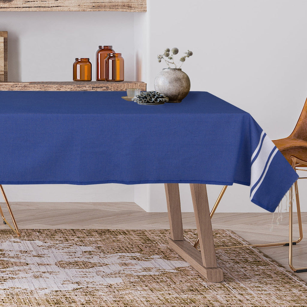 Cotton tablecloth 150x250 ST TROPEZ Greek blue