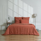 Nina - Bedding Set + Pillowcases - Cotton Percale - Tuscan Red
