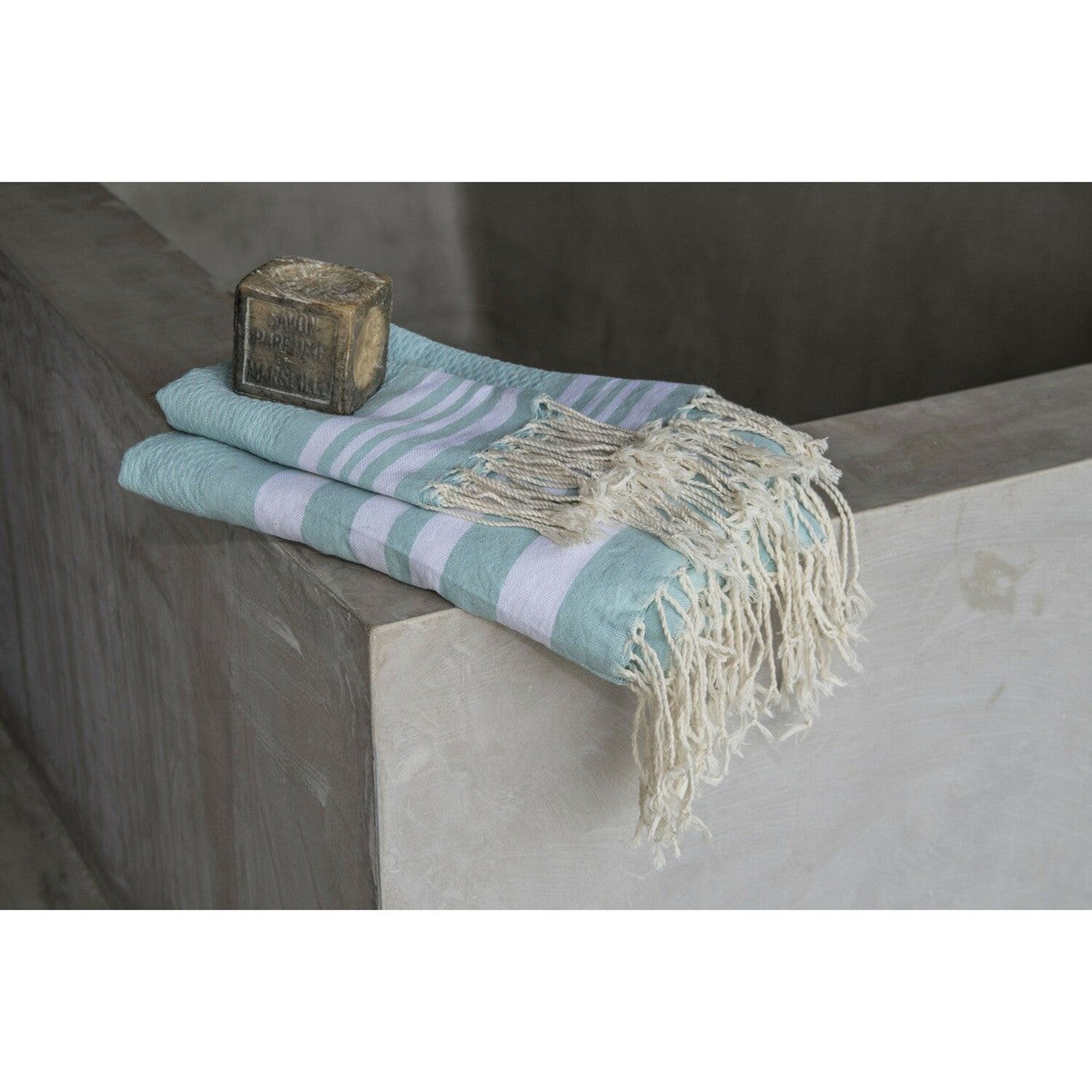 Hamptons Bathroom Set - Aqua / White