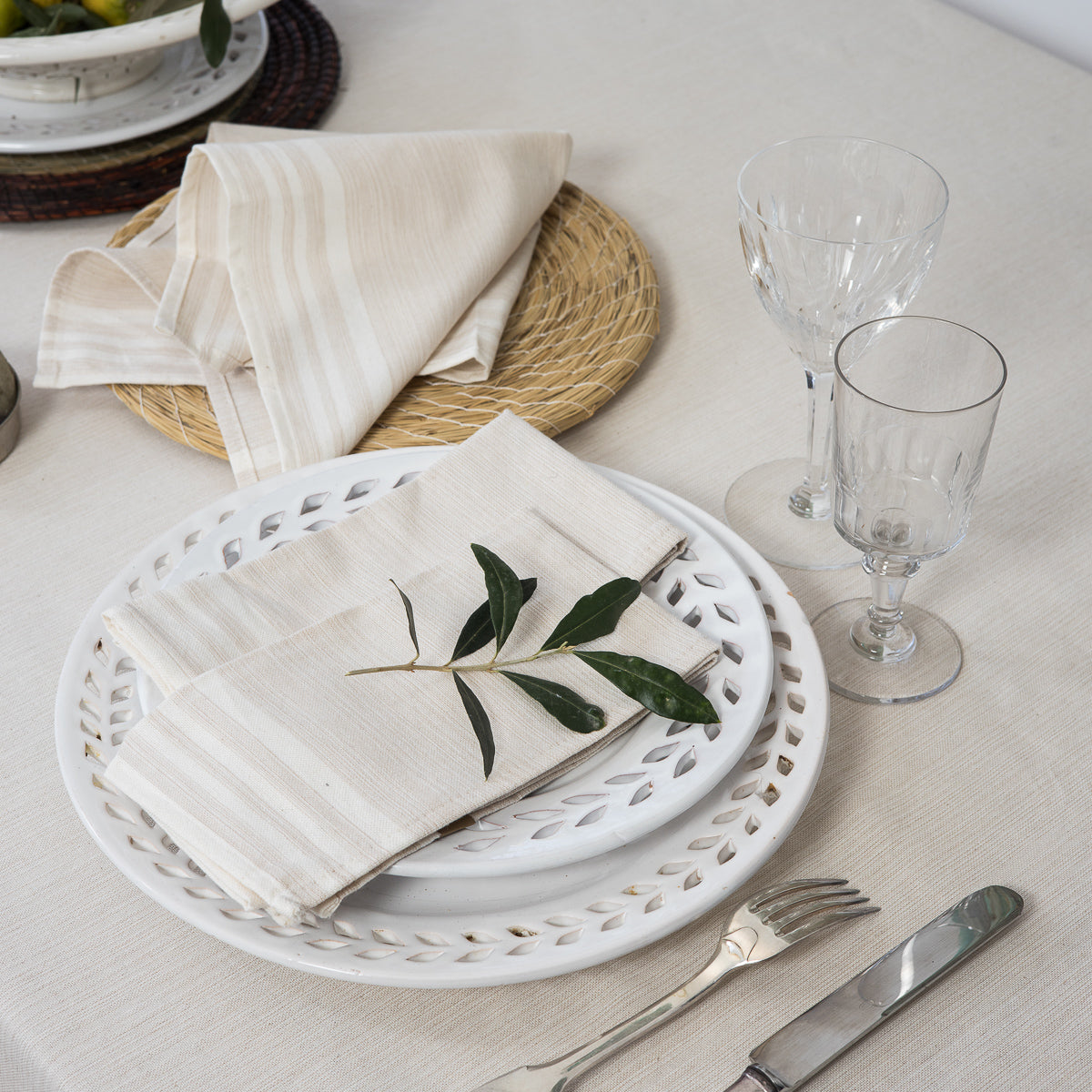 Mahdia - Nappe + 10 Serviettes - Lin