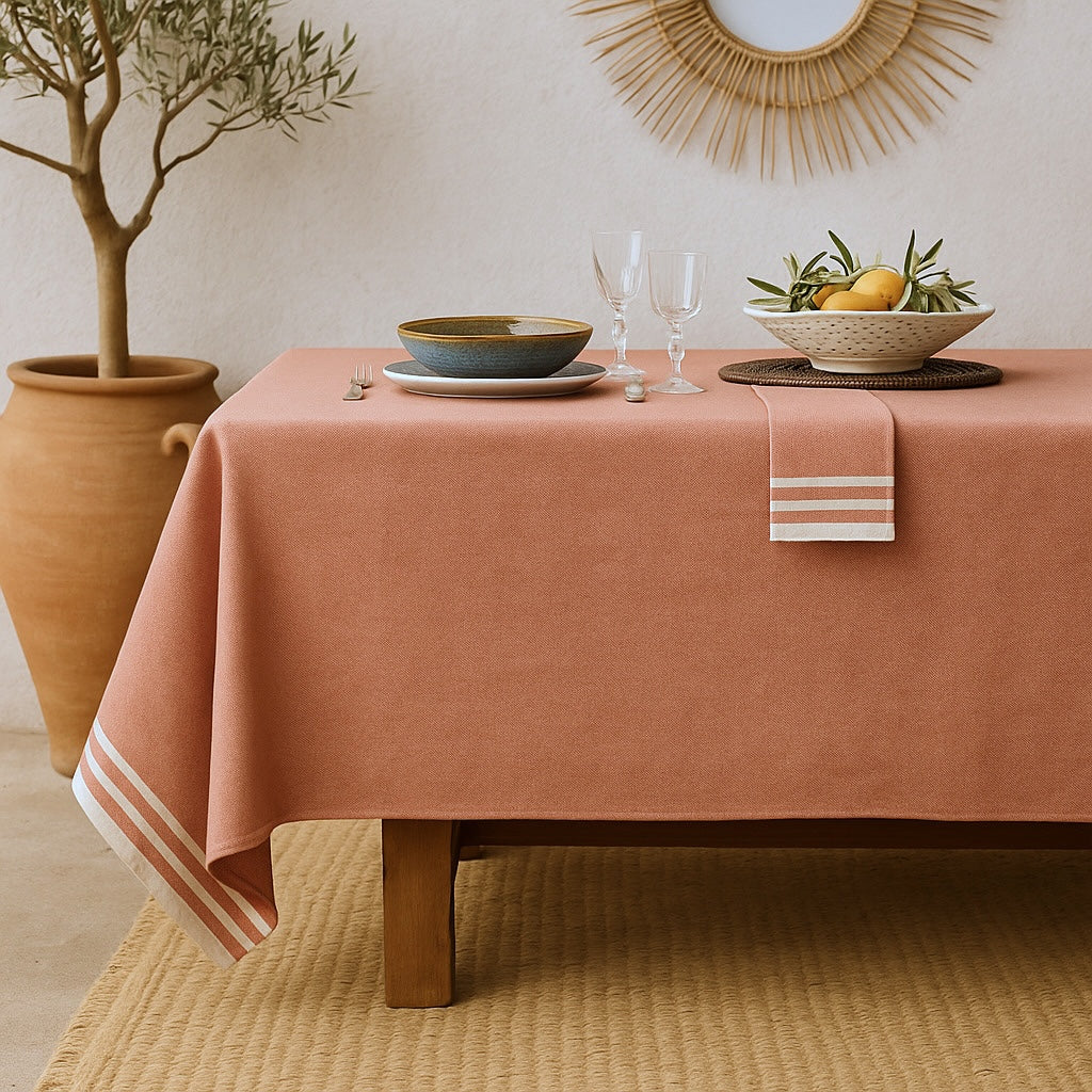 Mahdia - Parure De Table - Coton - Rouge Tomette