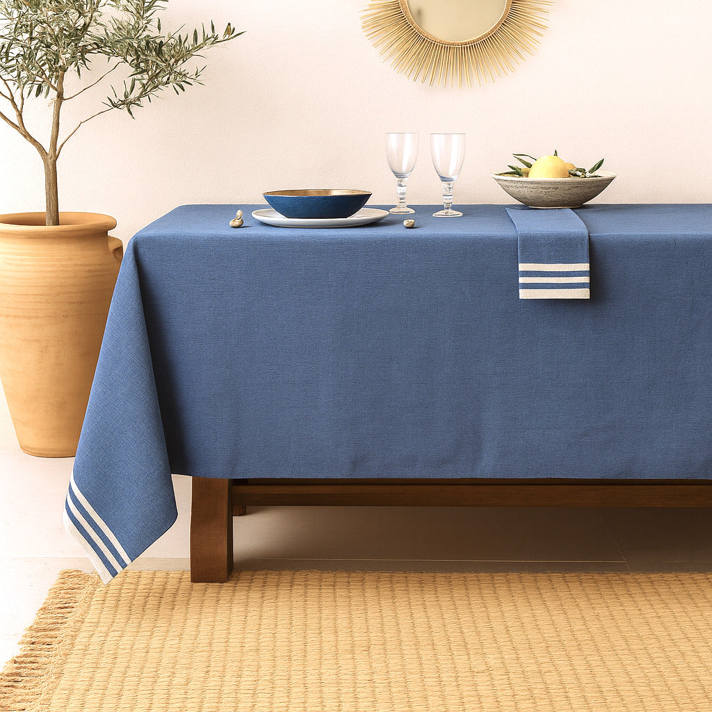 Mahdia - Parure De Table - Coton - Bleu Grec