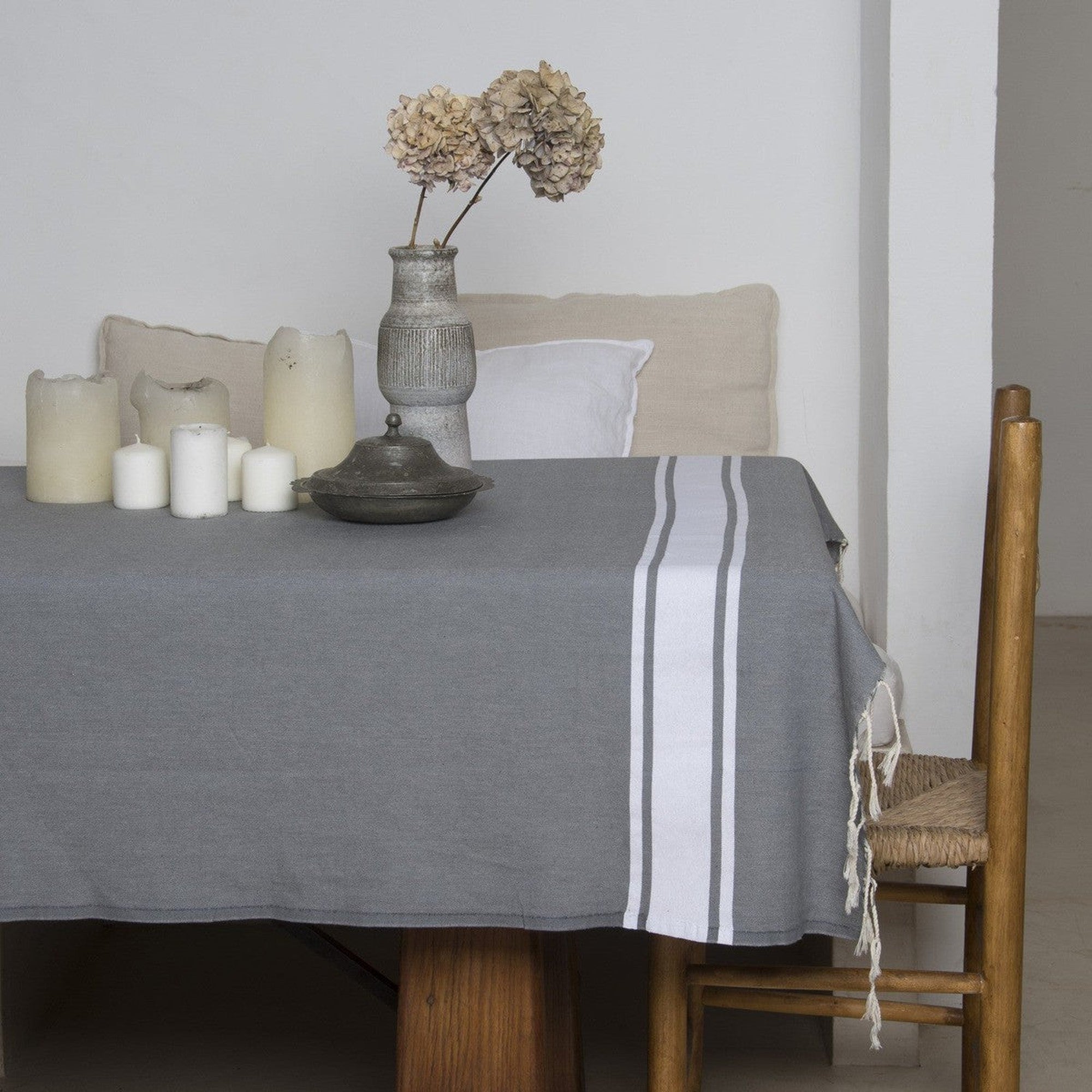 Mantel de algodón 150x250 ST TROPEZ gris medio
