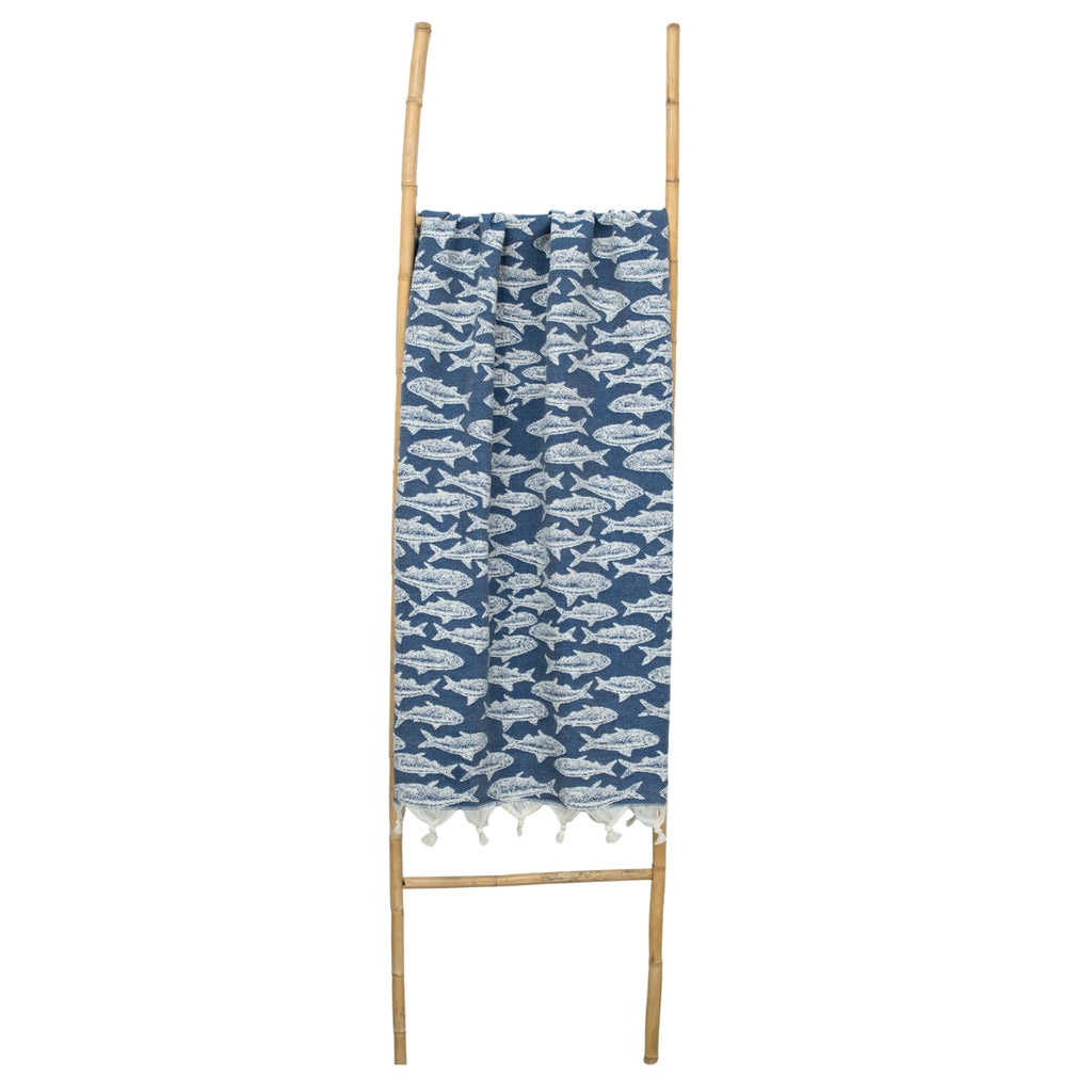 Fouta Jacquard - Algodón - Azul Denim - Pescado