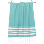 Hamptons - Fouta Nid D'Abeille - Vert Turquoise/Argent
