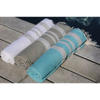 Hamptons - Fouta Nid D'Abeille - Vert Turquoise/Argent