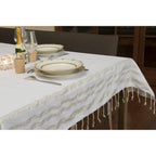 Cotton tablecloth 170x170 HAMPTONS white / silver