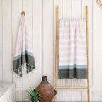 Arcachon - Fouta Tricolore - Rose Pâle/Sauge/Kaki