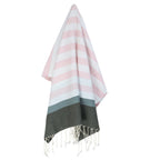 Arcachon - Fouta Tricolore - Rose Pâle/Sauge/Kaki