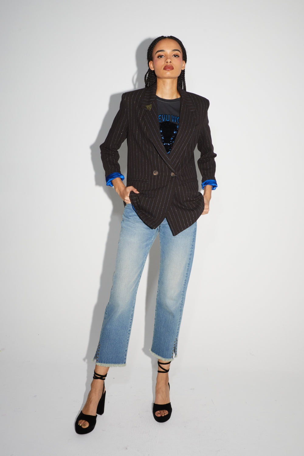 The Ema Chocolat Lines Goldyblue Blazer