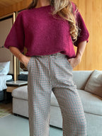 Pantalones Gabriel de pernera ancha a cuadros con volantes