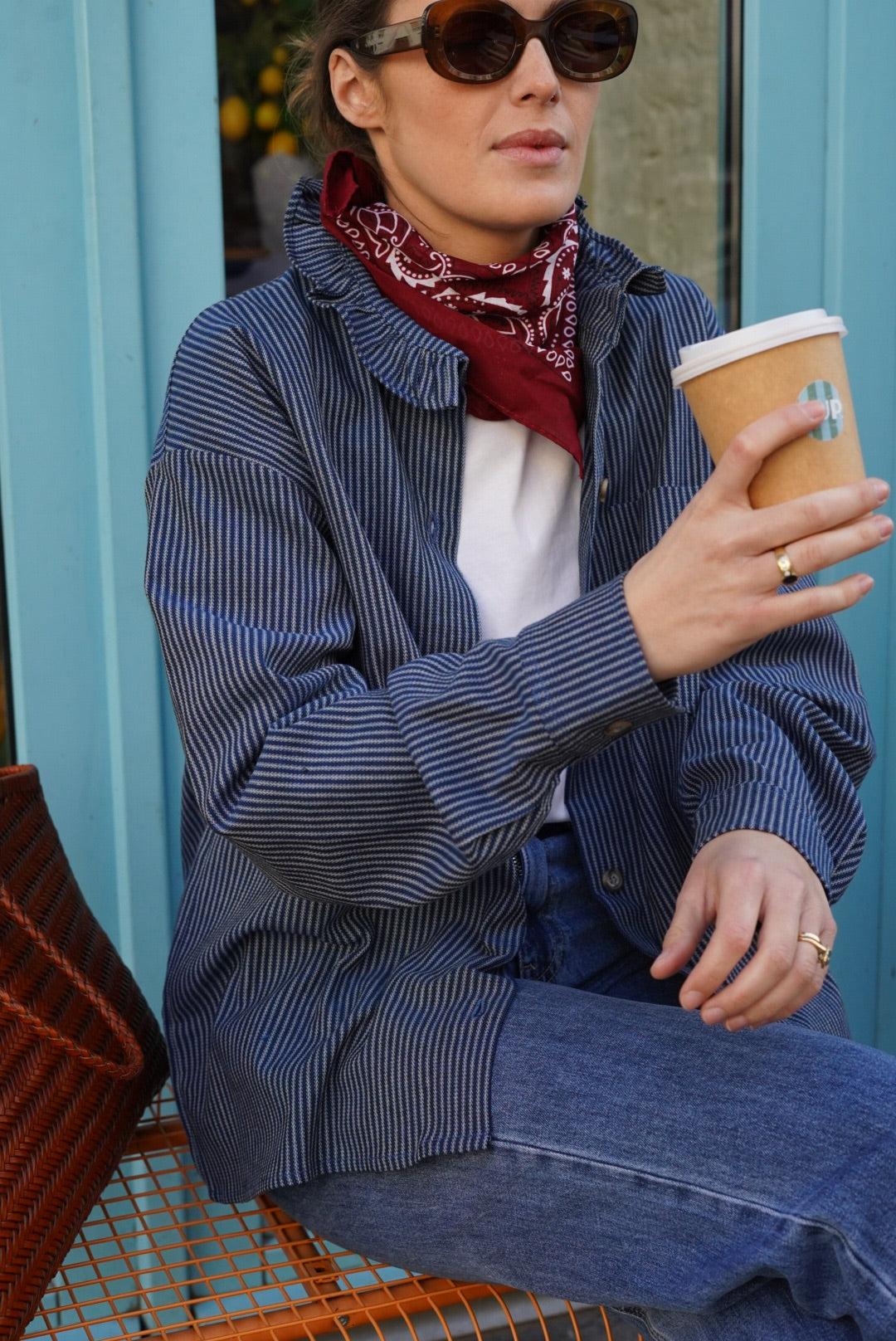 Lou Navy Striped Overshirt