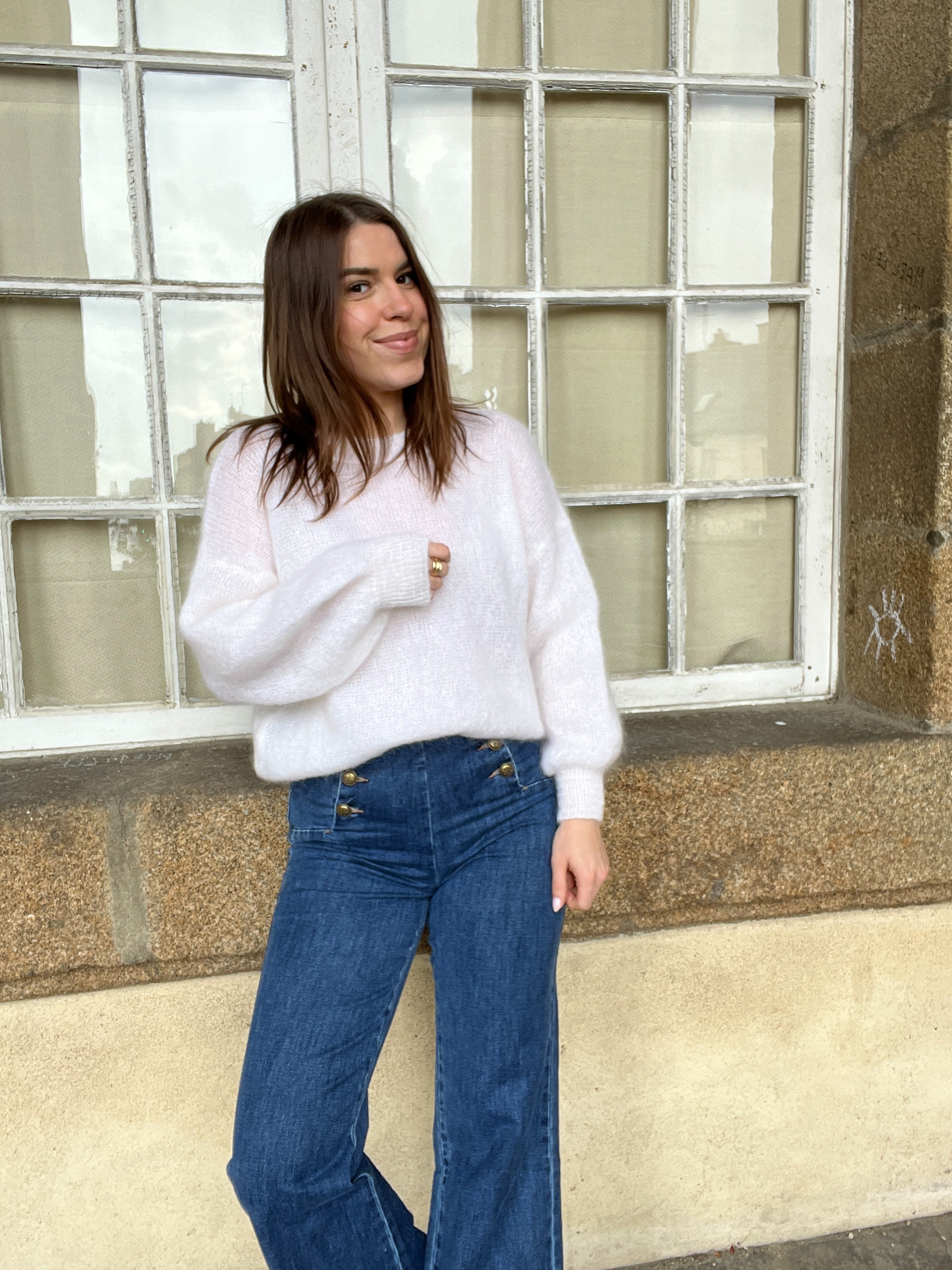 Punto Gaia De Mohair Y Lana Blanco