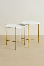 Shiap - Set De 2 Tables Gigogne - Effet Marbre/Métal