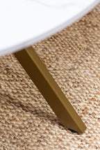 Set Of 2 Hoxton Coffee Tables - White, Matt Gold Metal