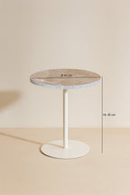 Mueble auxiliar Bari de metal blanco con tapa de travertino - Beige