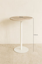 Mueble auxiliar Bari de metal blanco con tapa de travertino - Beige