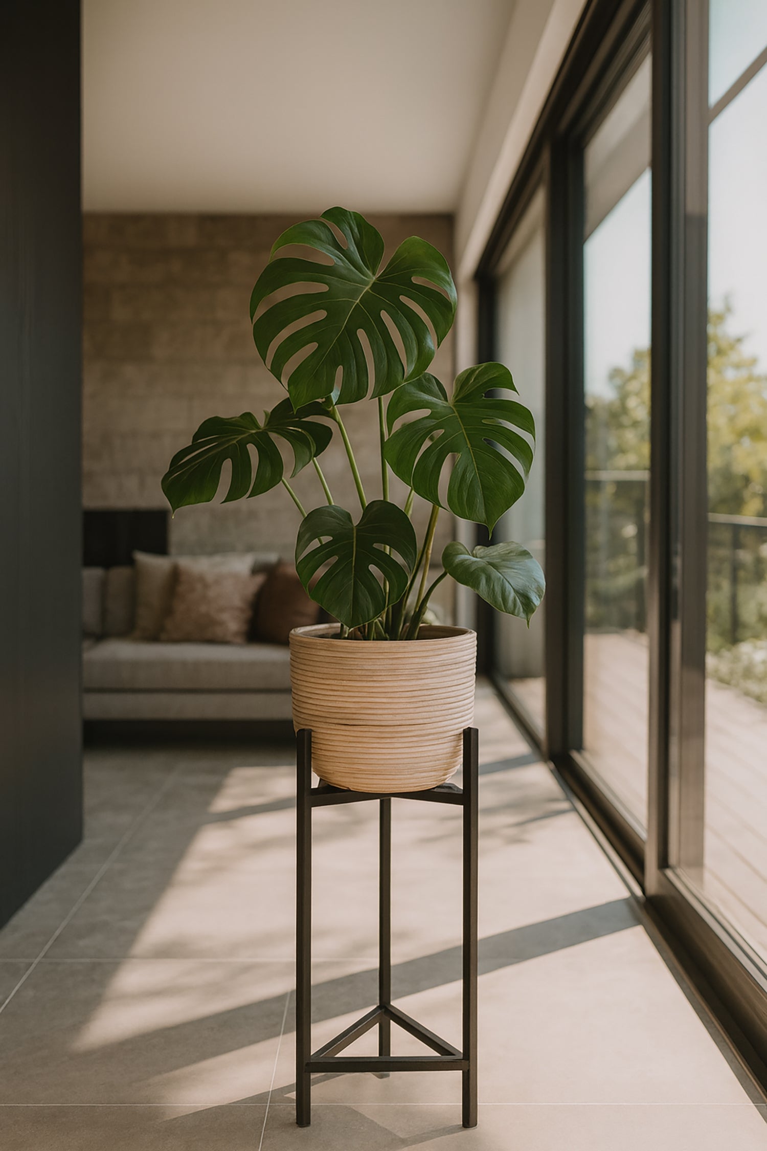 Lima Plant Pot - Rattan And Black Metal