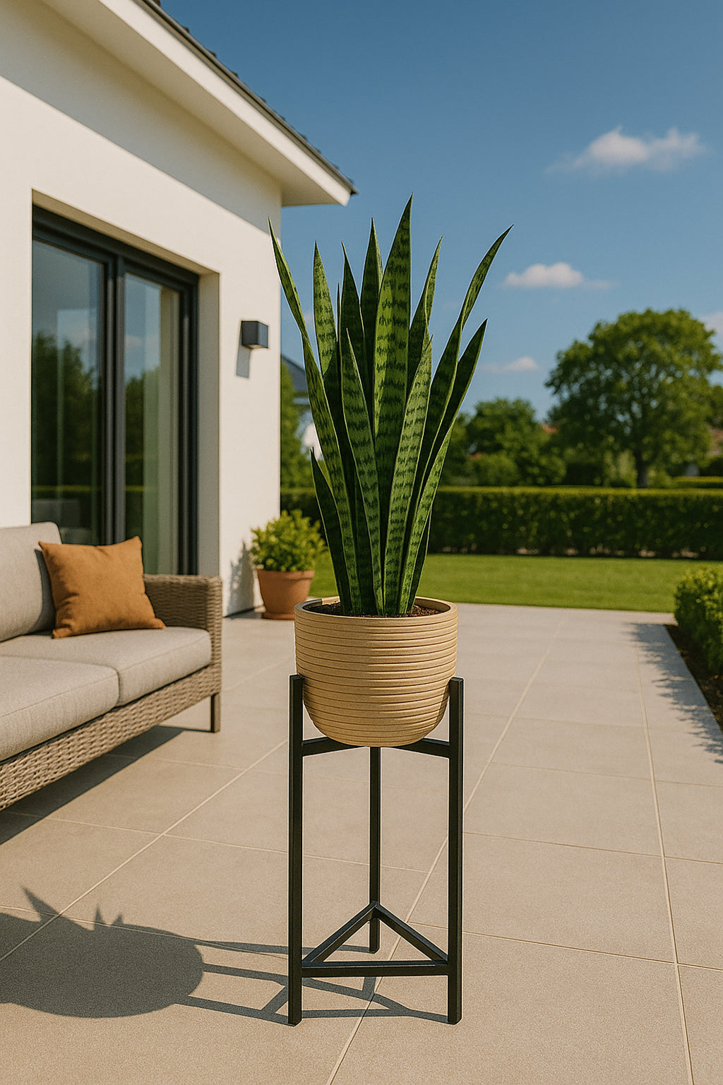 Lima Plant Pot - Rattan And Black Metal
