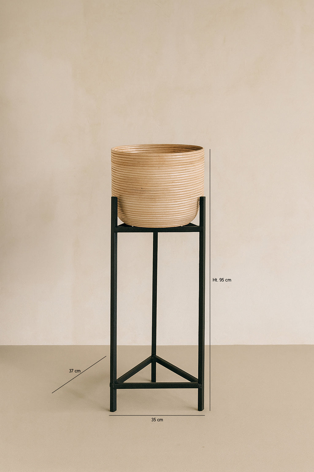 Lima Plant Pot - Rattan And Black Metal