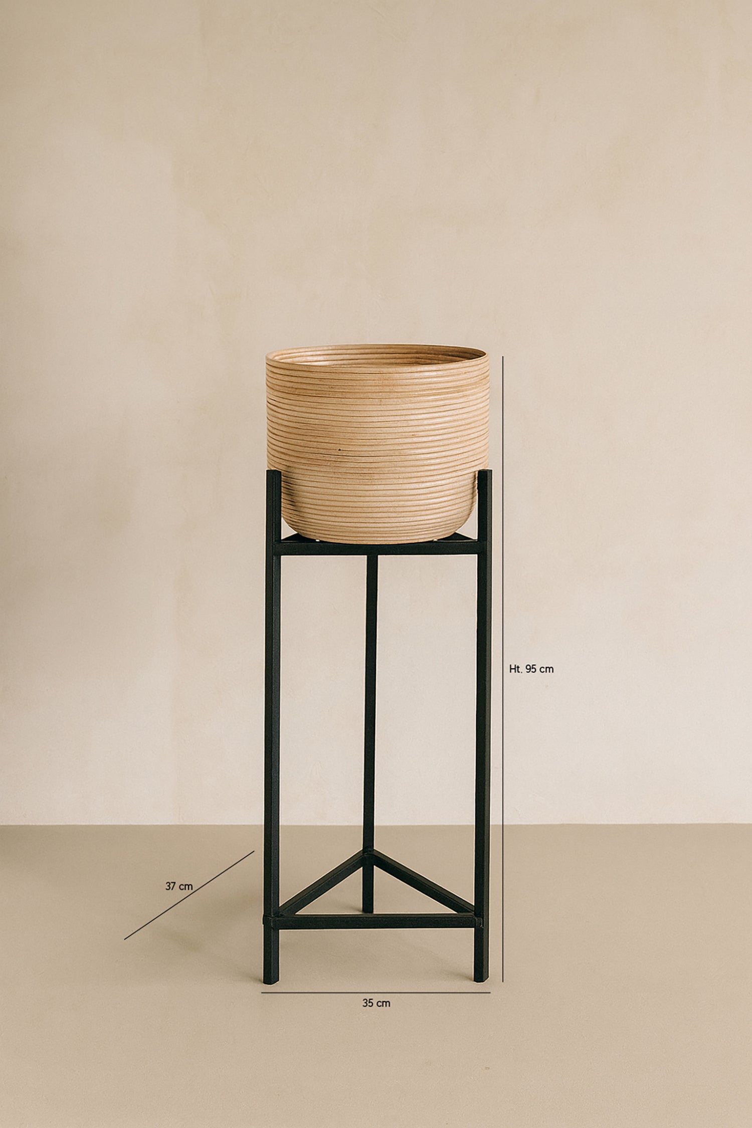 Lima Plant Pot - Rattan And Black Metal