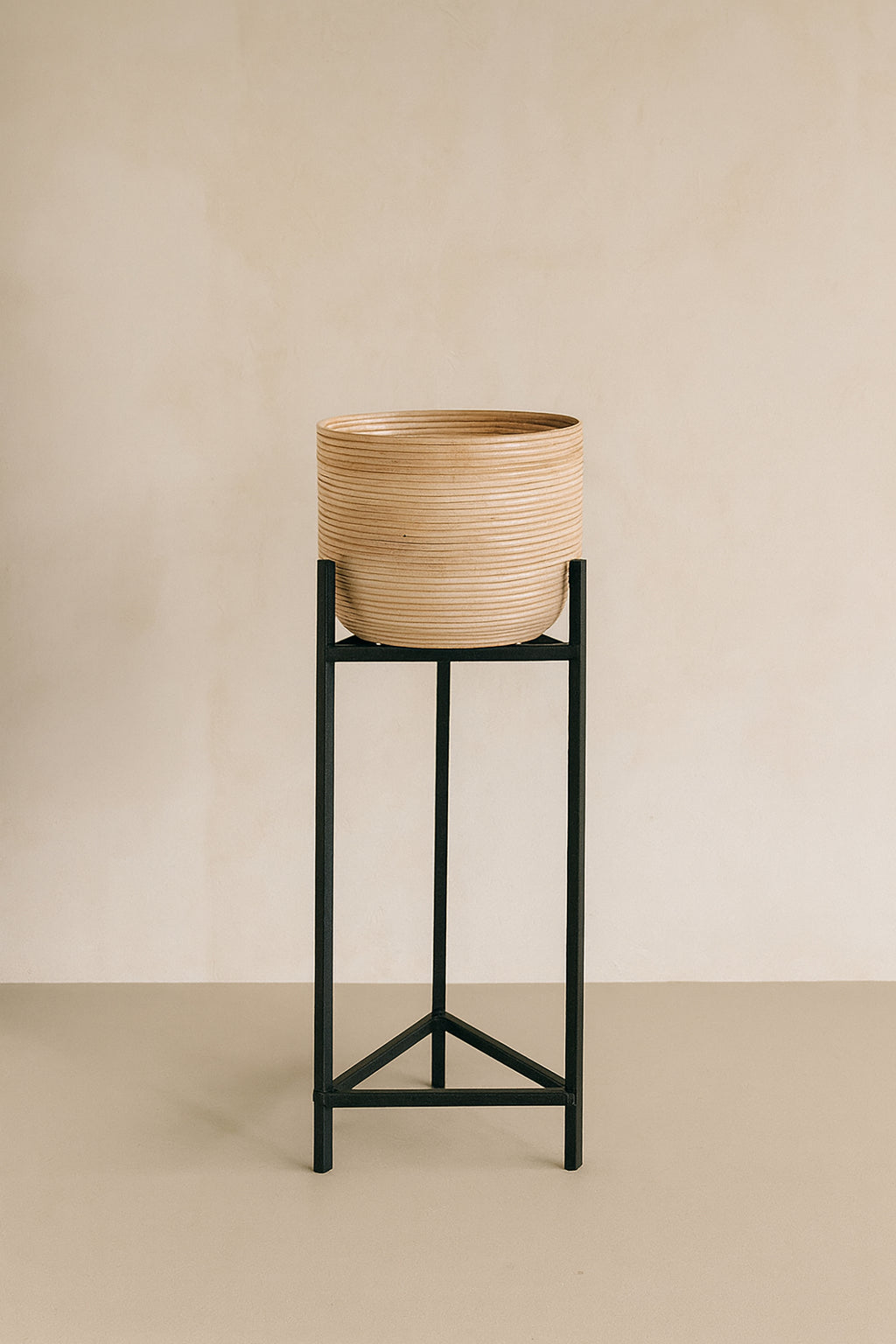Lima Plant Pot - Rattan And Black Metal