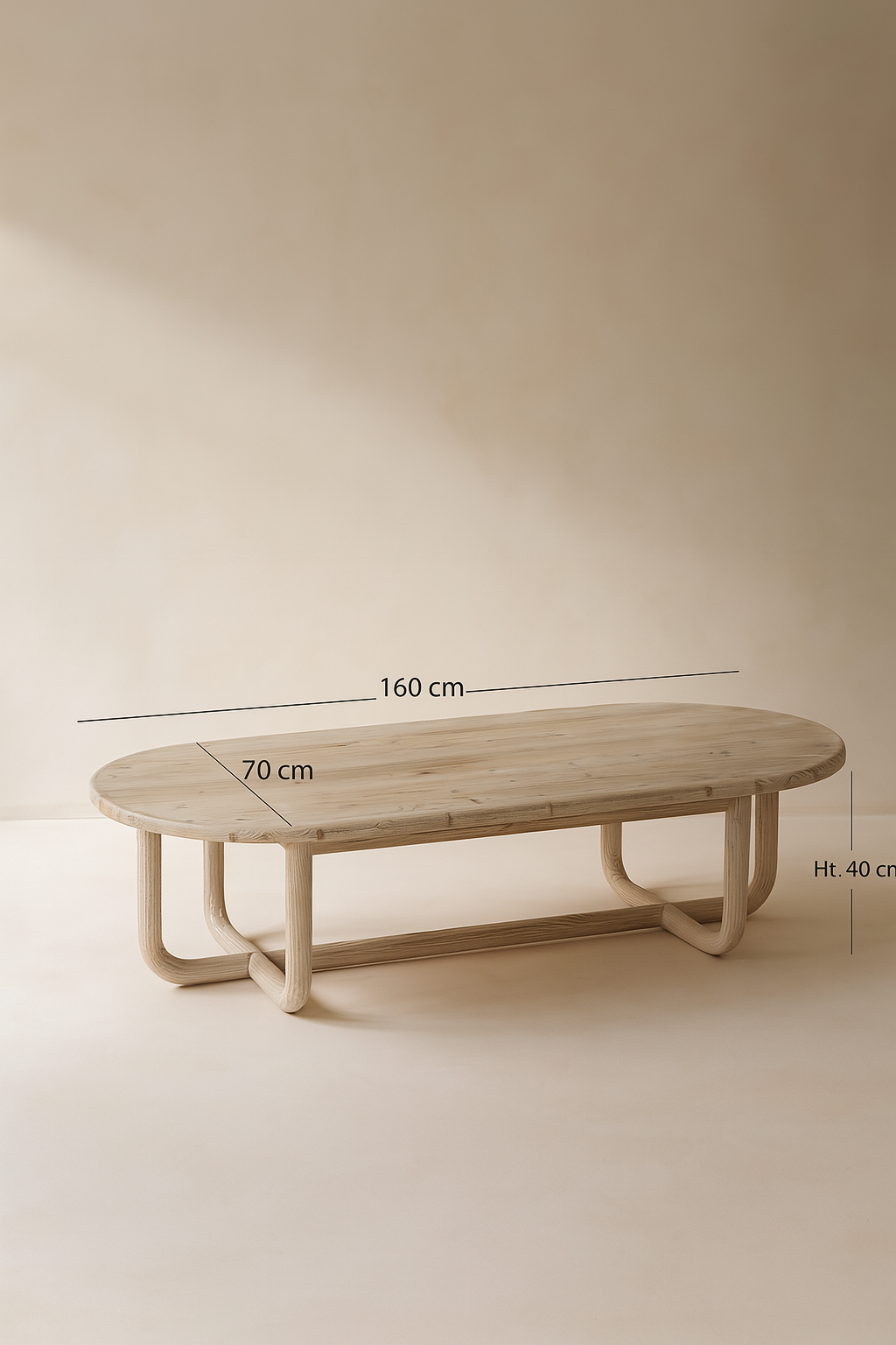 Mesa de centro Kristen en madera de pino reciclada - L 160 cm