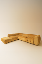 Twiggy - Canapé Angle 5 Modules - Velours Pané - Ocre Orangé