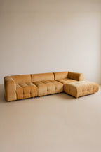 Twiggy - Canapé Angle 4 Modules - Velours Pané - Ocre Orangé