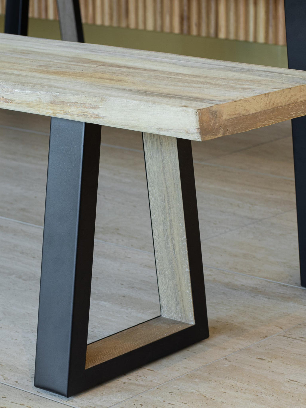 Hera - Lot 2 Bancs - Métal/Acacia/Bois - Noir/Naturel