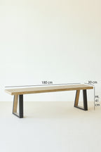 Conjunto de 2 bancos pequeños Hera - Madera de pino y acacia - Patas de metal