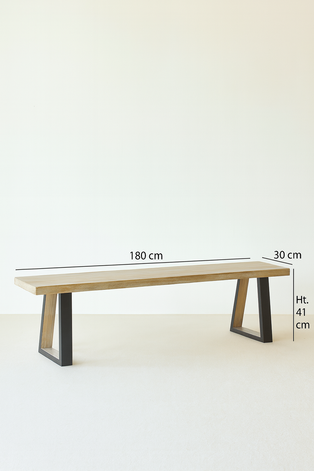 Hera - Lot 2 Bancs - Métal/Acacia/Bois - Noir/Naturel