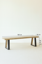 Hera - Lot 2 Bancs - Métal/Acacia/Bois - Noir/Naturel
