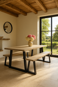 Conjunto de 2 bancos grandes Hera - Madera de pino y acacia - Patas de metal