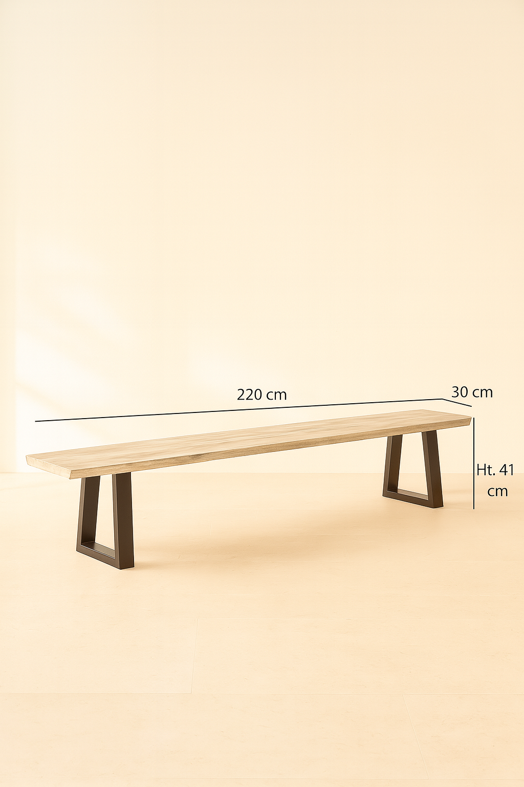 Conjunto de 2 bancos grandes Hera - Madera de pino y acacia - Patas de metal