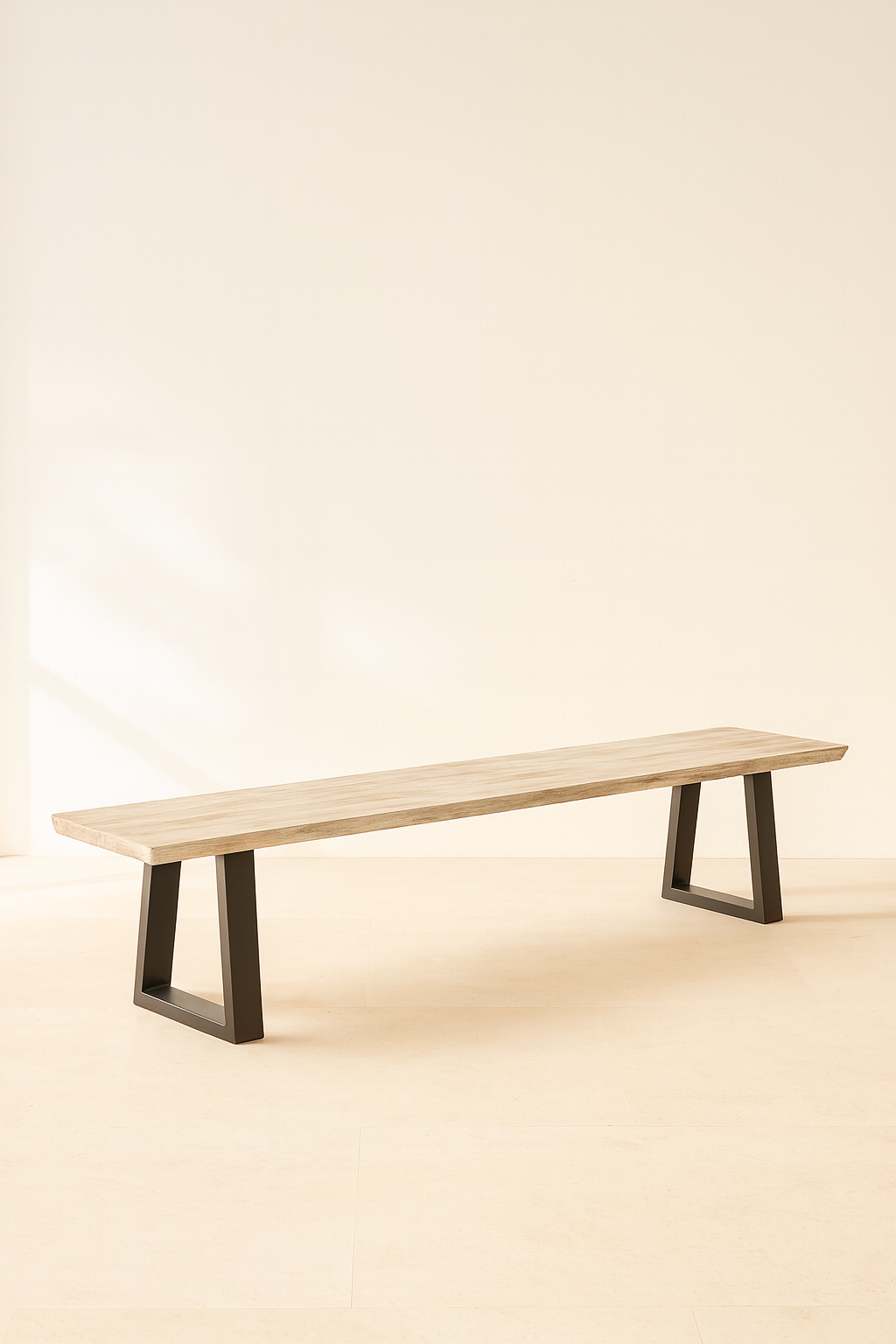 Conjunto de 2 bancos grandes Hera - Madera de pino y acacia - Patas de metal