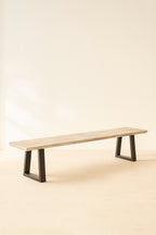 Conjunto de 2 bancos grandes Hera - Madera de pino y acacia - Patas de metal