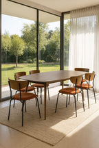 Metal - Conjunto Mesa Rectángulo + 6 Sillas - Pana/Metal/Madera - Terrac