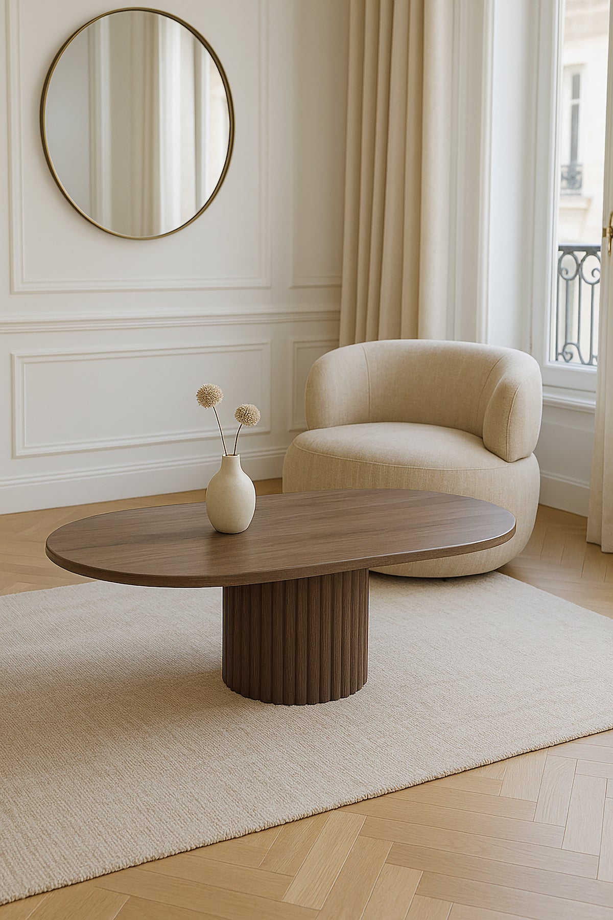 Sierra - Tble Basse Ovale - Effet Bois - Noyer