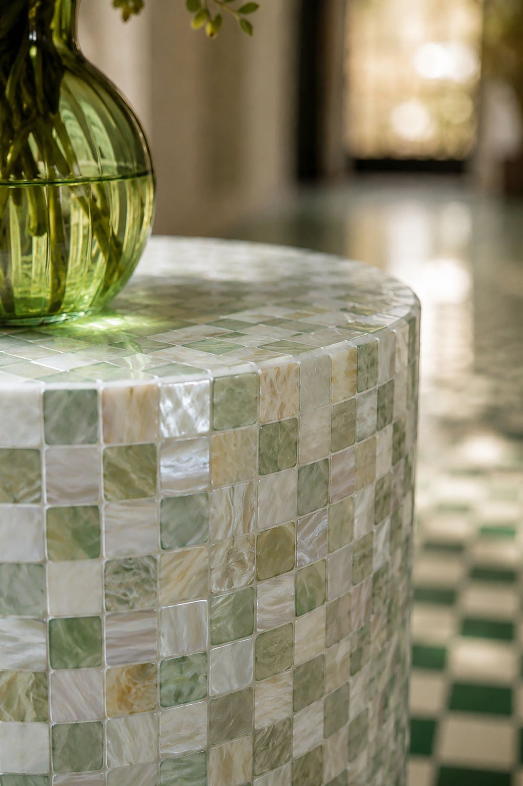 Zina - Meuble D'Appoint - Coquille De Capiz - Vert