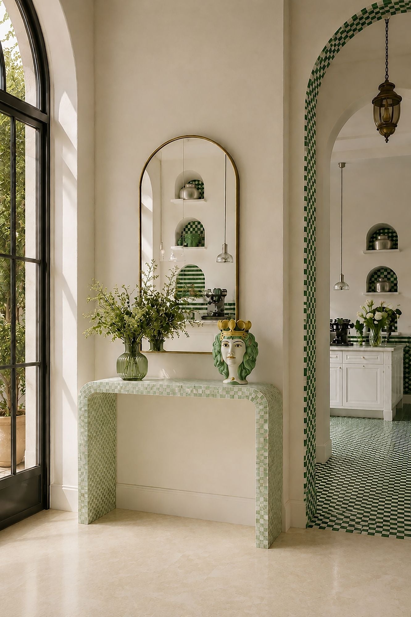 Zina - Console - Coquille De Capiz - Vert