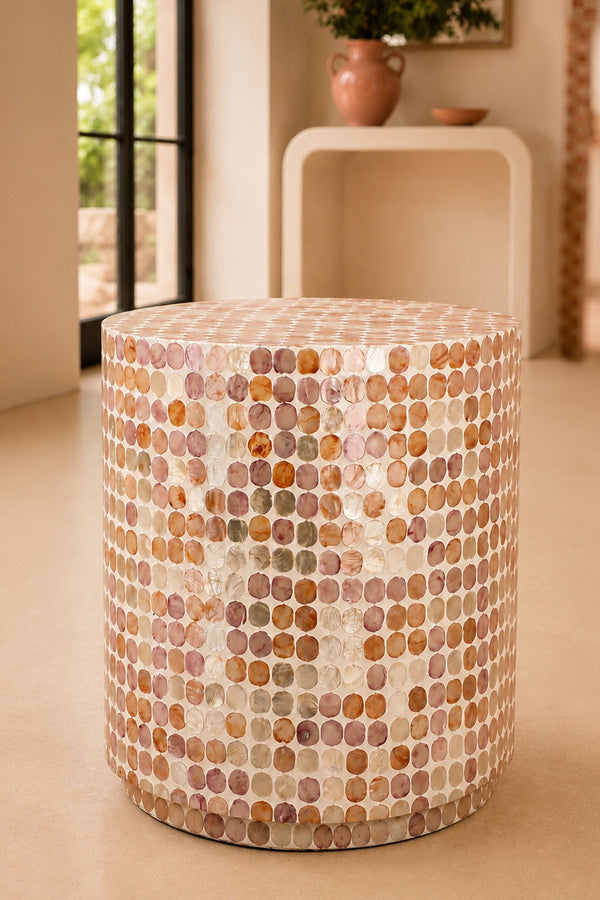 Solna - Meuble D'Appoint - Coquille De Capiz - Rose