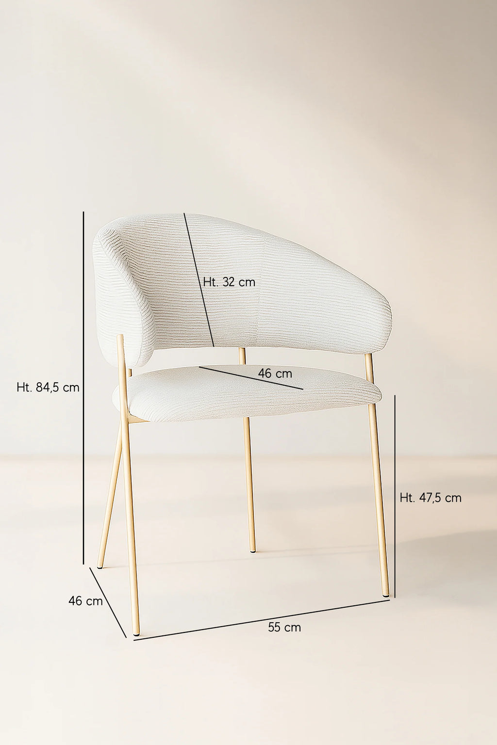 Quito - Ensemble Table + 6 Fauteuils De Table - Tissu Tweed/Effet Bois - Ecru/Naturel