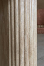 Quito - Ensemble Table + 6 Fauteuils De Table - Tissu Tweed/Effet Bois - Ecru/Naturel